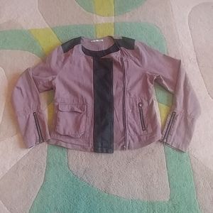 Faux leather and linen moto